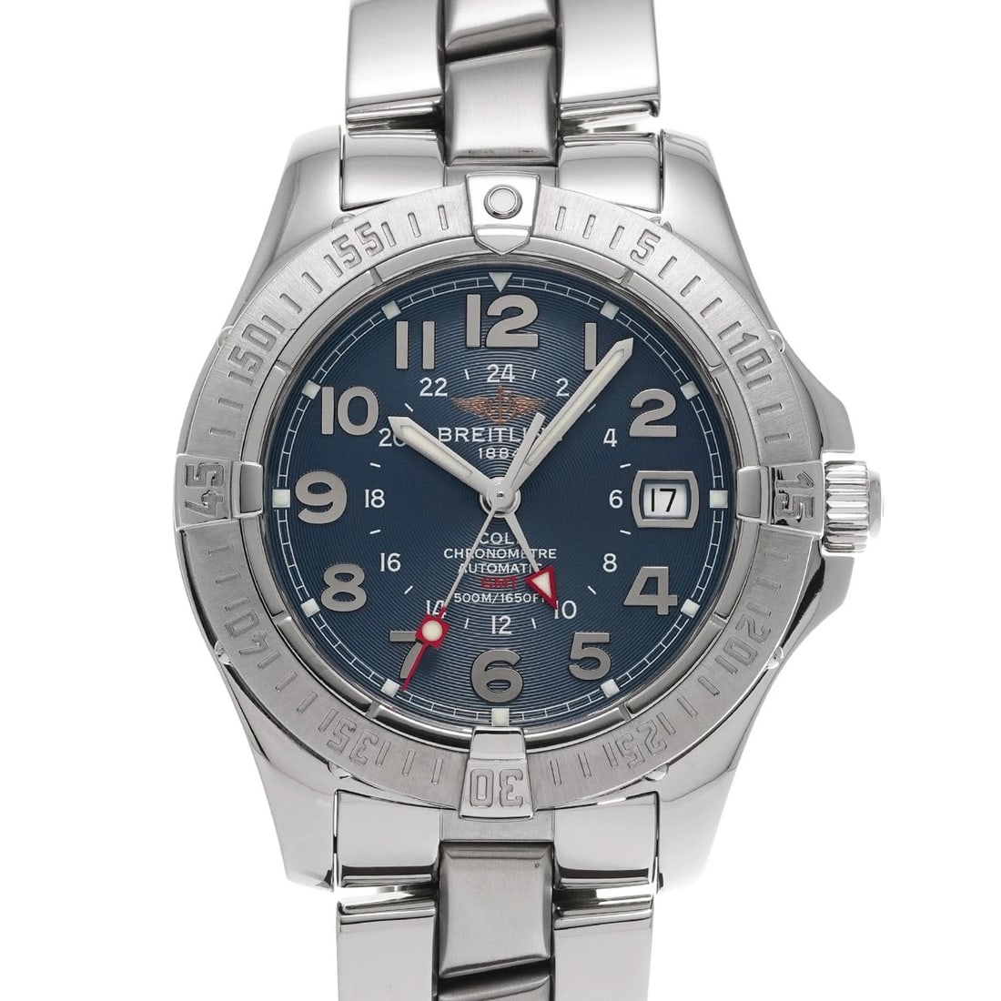 BREITLING AEROMARINE BLUE WATCH: BREITLING Aeromarine blue Watch Brand: BREITLING Type: Wristwatch Material: Band Material Stainless steel, Case Material Stainless steel Color: Dial Color blue Size: ??Case? H/about 40mm W/about 40mm 