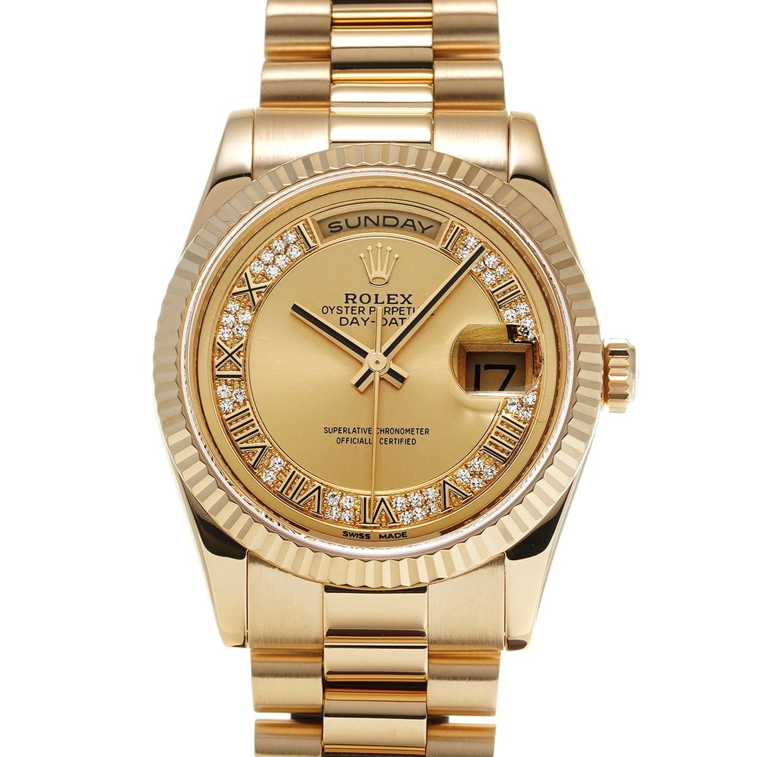 ROLEX DATE CHAMPAGNE DIAMOND WATCH (1 of 4)