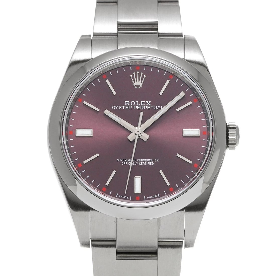 ROLEX OYSTER PERPETUAL RED GRAPE WATCH: ROLEX Oyster Perpetual Red grape Watch Brand: ROLEX Type: Wristwatch Material: Band Material Stainless steel, Case Material Stainless steel Color: Dial Color Red grape Size: ??Case? H/about 39mm W/abo