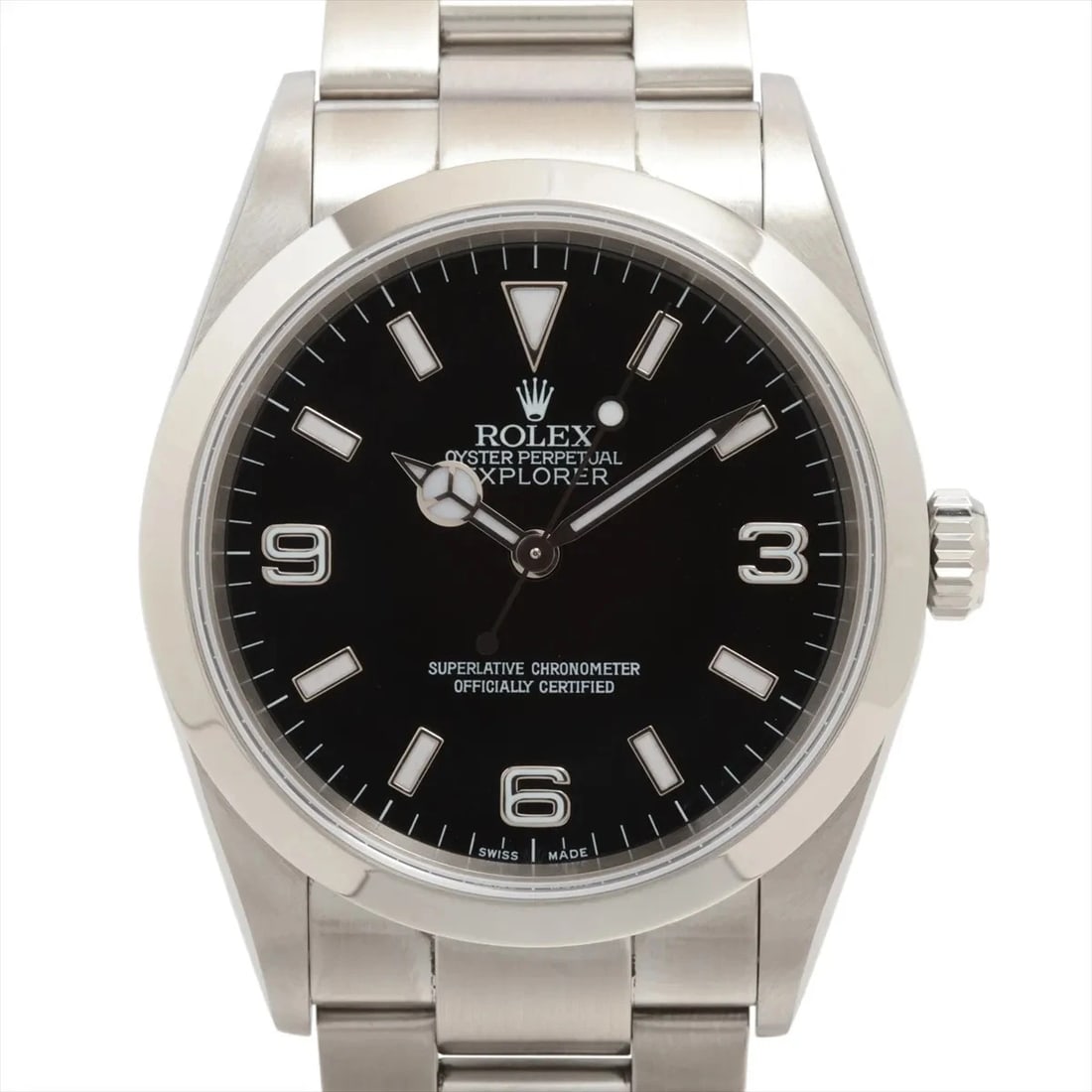 ROLEX EXPLORER BLACK DIAL WATCH: Rolex Explorer black dial Watch Brand: Rolex Type: Wristwatch Material: SS Color: Dial Color Black Size: Case:W1.2 x H1.2inch / W36 x H36Circumference of Wrist:6.5inch / 16.5 Accessories: None