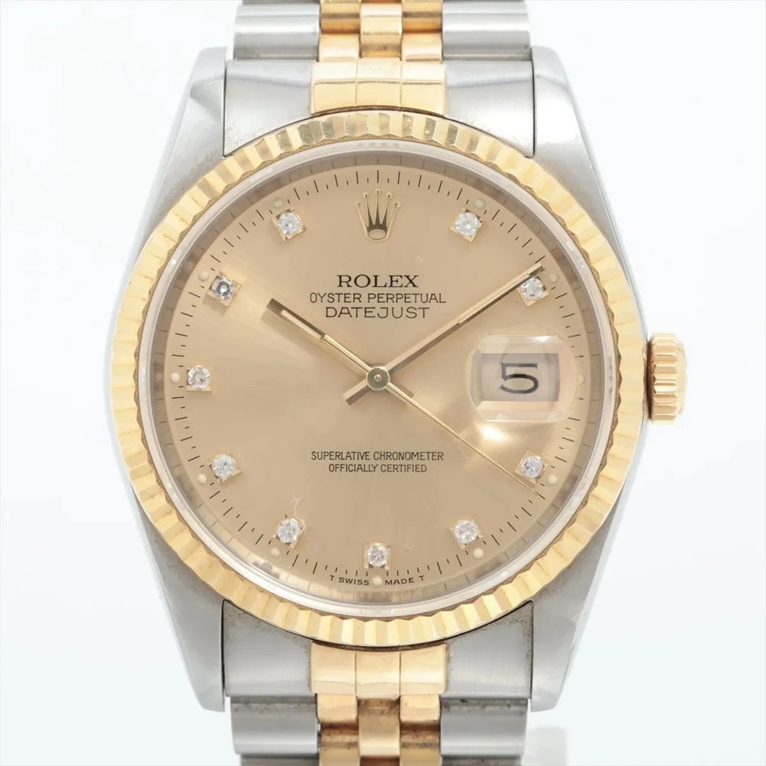 ROLEX DATEJUST CHAMPAGNE-FACE WATCH: Rolex Datejust Champagne-Face Watch Brand: Rolex Type: Wristwatch Material: SS×YG Color: Dial Color Champagne Size: Case:W1.2 x H1.2inch / W36 x H36Circumference of Wrist:5.9inch / 15 Accessories: