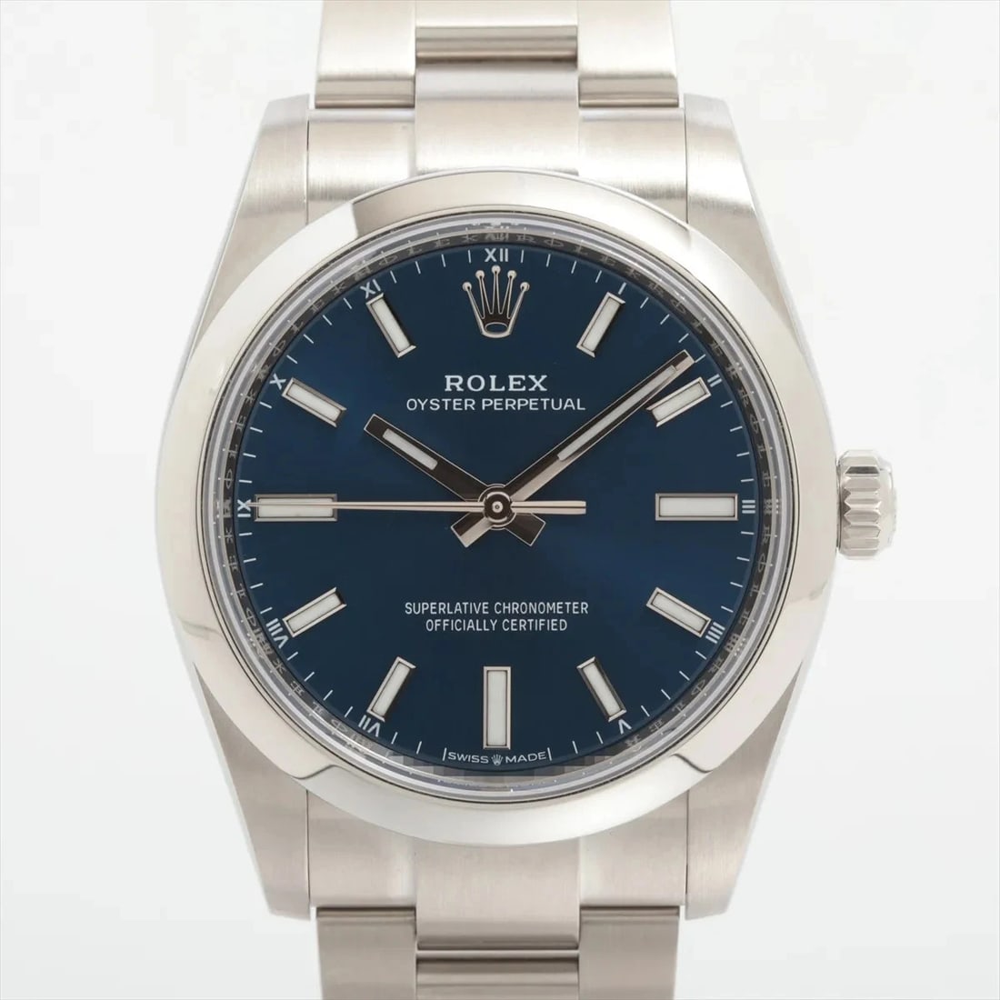 ROLEX OYSTER PERPETUAL BLUE DIAL WATCH (1 of 4)