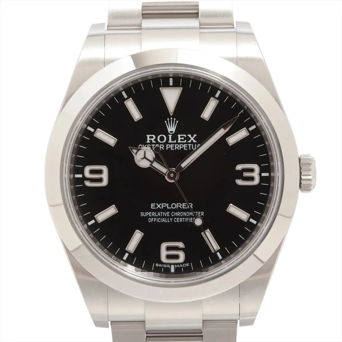 ROLEX EXPLORER I BLACK DIAL WATCH: Rolex Explorer I Black Dial Watch Brand: Rolex Type: Wristwatch Material: SS Color: Dial Color Black Size: Case:W1.2 x H1.2inch / W39 x H39Circumference of Wrist:7.5inch / 19 Accessories: None