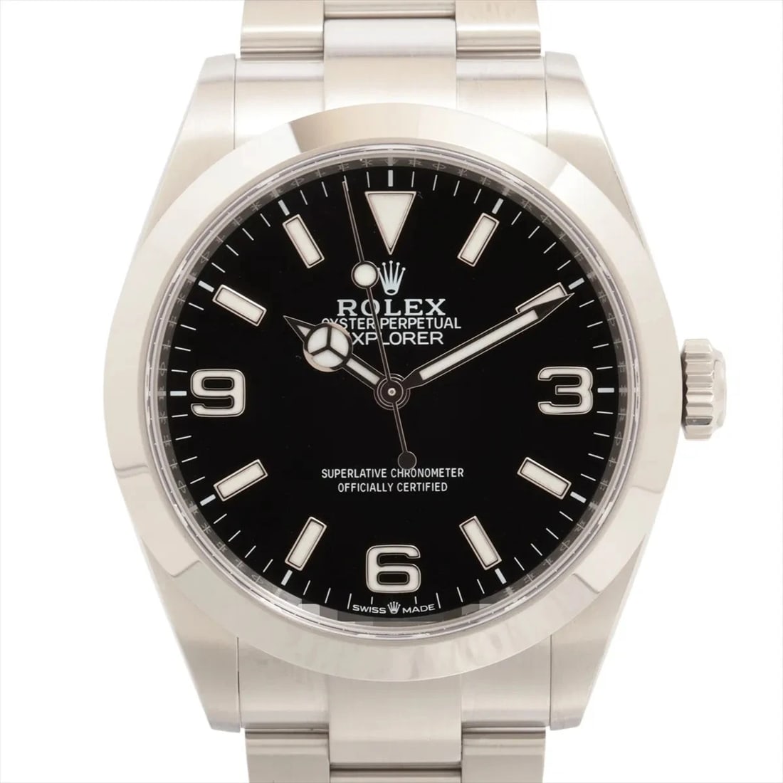 ROLEX EXPLORER BLACK DIAL WATCH: Rolex Explorer Black Dial Watch Brand: Rolex Type: Wristwatch Material: SS Color: Dial Color Black Size: Case:W1.6 x H1.6inch / W40 x H40Circumference of Wrist:6.5inch / 16.5 Accessories: None