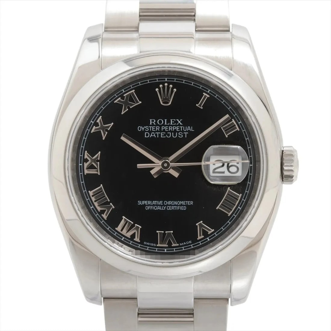 ROLEX DATEJUST BLACK DIAL WATCH: Rolex Datejust Black Dial Watch Brand: Rolex Type: Wristwatch Material: SS Color: Dial Color Black Size: Case:W1.2 x H1.2inch / W36 x H36Circumference of Wrist:7.5inch / 19 Accessories: None <