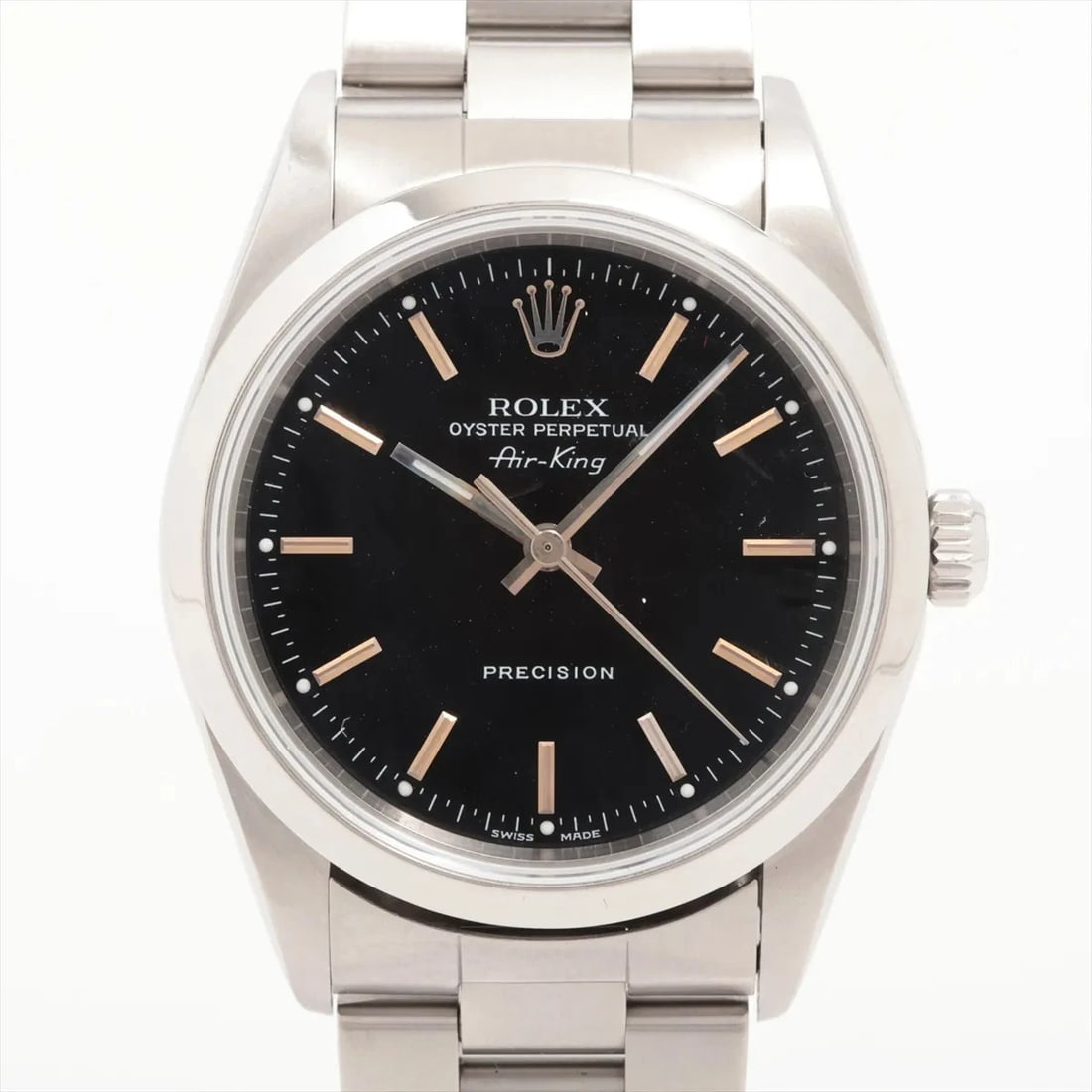 ROLEX AIR-KING BLACK DIAL WATCH: Rolex Air-King Black Dial Watch Brand: Rolex Type: Wristwatch Material: SS Color: Dial Color Black Size: Case:W1.2 x H1.2inch / W34 x H34Circumference of Wrist:6.5inch / 16.5 Accessories: None