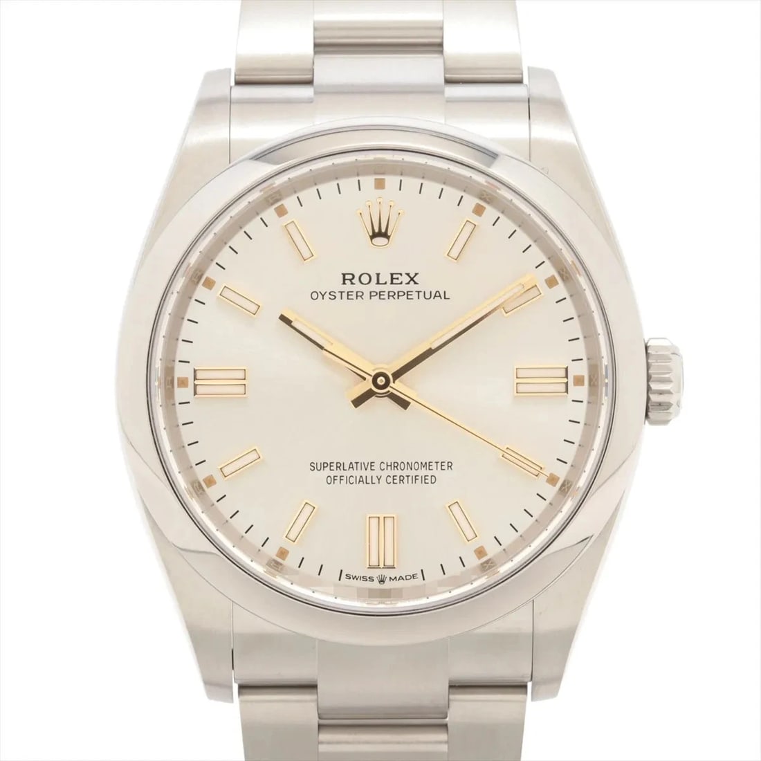 ROLEX OYSTER PERPETUAL SILVER-FACE WATCH: Rolex Oyster Perpetual Silver-Face Watch Brand: Rolex Type: Wristwatch Material: SS Color: Dial Color silver Size: Case:W1.2 x H1.2inch / W36 x H36Circumference of Wrist:7.1inch / 18 Accessories: