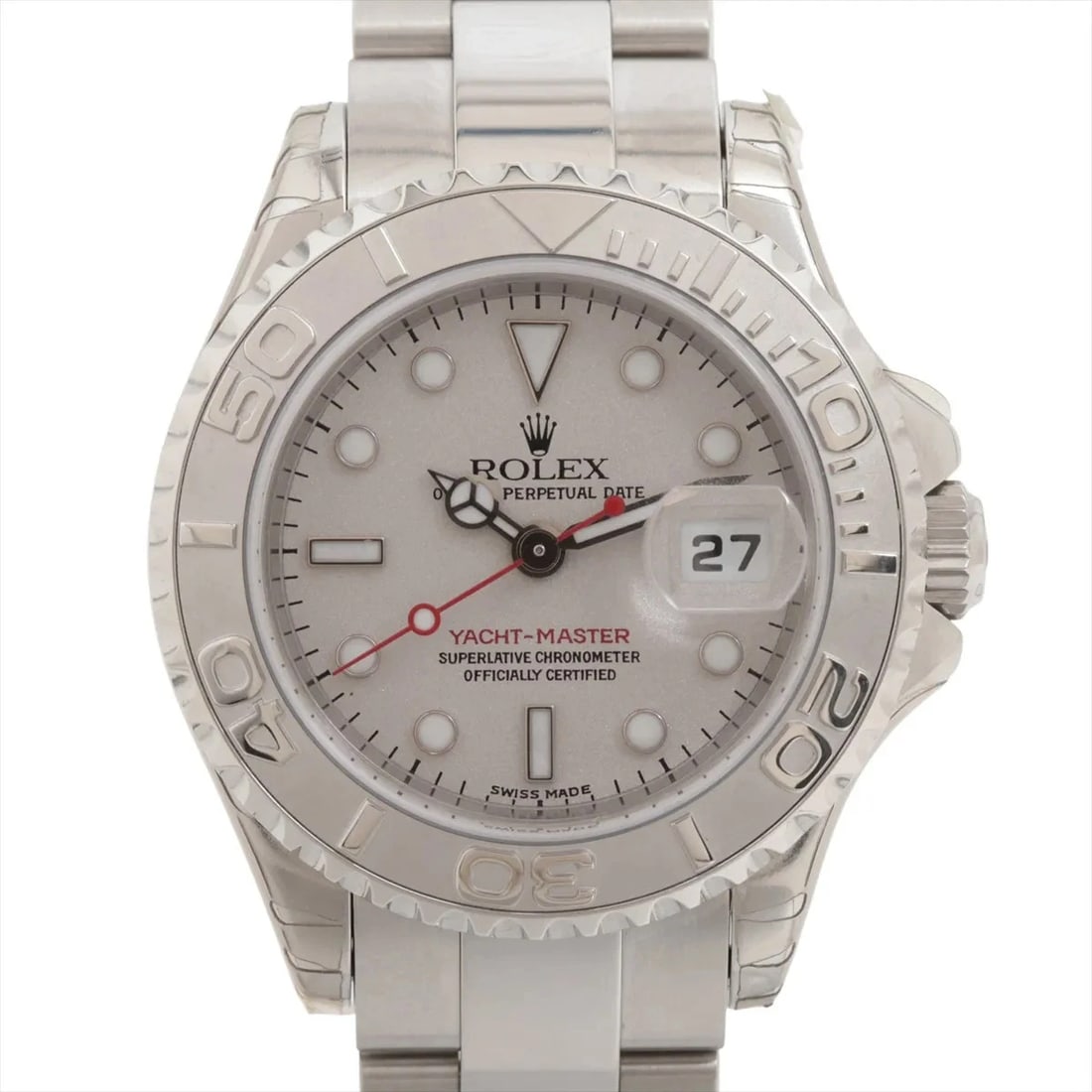 ROLEX YACHT?MASTER SILVER-FACE WATCH: Rolex Yacht?Master Silver-Face Watch Brand: Rolex Type: Wristwatch Material: PT×SS Color: Dial Color silver Size: Case:W0.8 x H0.8inch / W29 x H29Circumference of Wrist:6.3inch / 16 Accessories: N