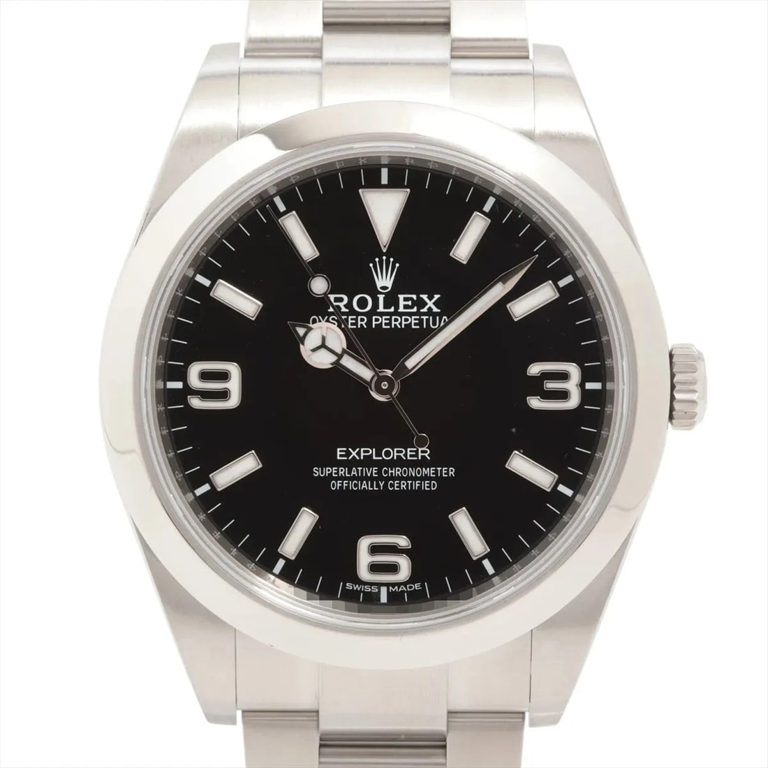ROLEX EXPLORER I BLACK DIAL WATCH: Rolex Explorer I Black Dial Watch Brand: Rolex Type: Wristwatch Material: SS Color: Dial Color Black Size: Case:W1.2 x H1.2inch / W39 x H39Circumference of Wrist:7.5inch / 19 Accessories: None