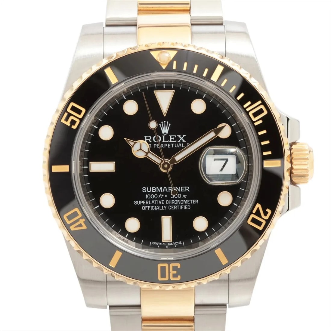 ROLEX SUBMARINER DATE BLACK DIAL WATCH: Rolex Submariner Date Black Dial Watch Brand: Rolex Type: Wristwatch Material: SS×YG Color: Dial Color Black Size: Case:W1.6 x H1.6inch / W40 x H40Circumference of Wrist:7.1inch / 18 Accessories: