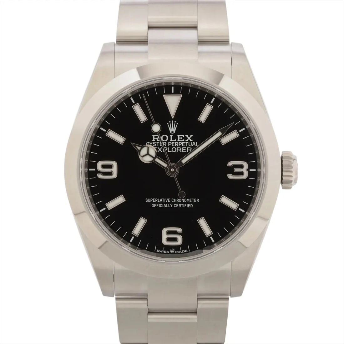 ROLEX EXPLORER BLACK DIAL WATCH: Rolex Explorer Black Dial Watch Brand: Rolex Type: Wristwatch Material: SS Color: Dial Color Black Size: Case:W1.6 x H1.6inch / W40 x H40 Circumference of Wrist:5.9inch / 15 Accessories: None