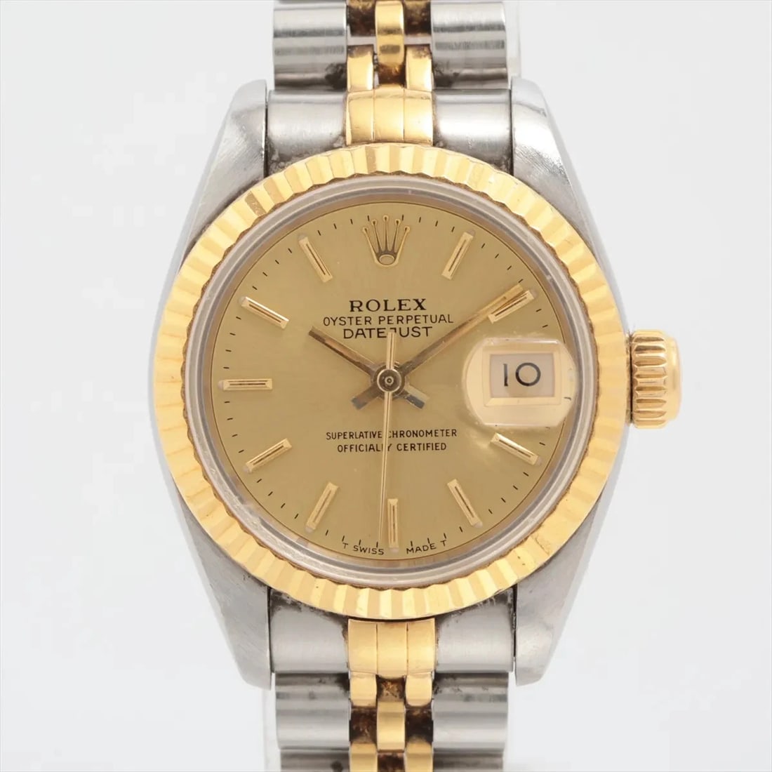 ROLEX LADY DATEJUST CHAMPAGNE-FACE WATCH: Rolex Lady Datejust Champagne-Face Watch Brand: Rolex Type: Wristwatch Material: SS×YG Color: Dial Color champagne Size: Case:W0.8 x H0.8inch / W26 x H26 Circumference of Wrist:5.9inch / 15