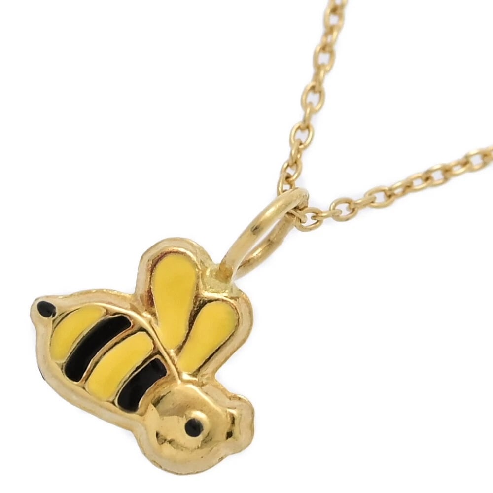 BEE MOTIF ENAMEL ANIMAL NECKLACE 18K: Bee Motif Enamel Animal Necklace 18K Brand: Bespoke Design Type: Necklace Material: K18YG/750 plain, Enamel, Main Stone/Creation Natural /Main Stone plane Color: Yellow Gold Size: Bail inner diameter: