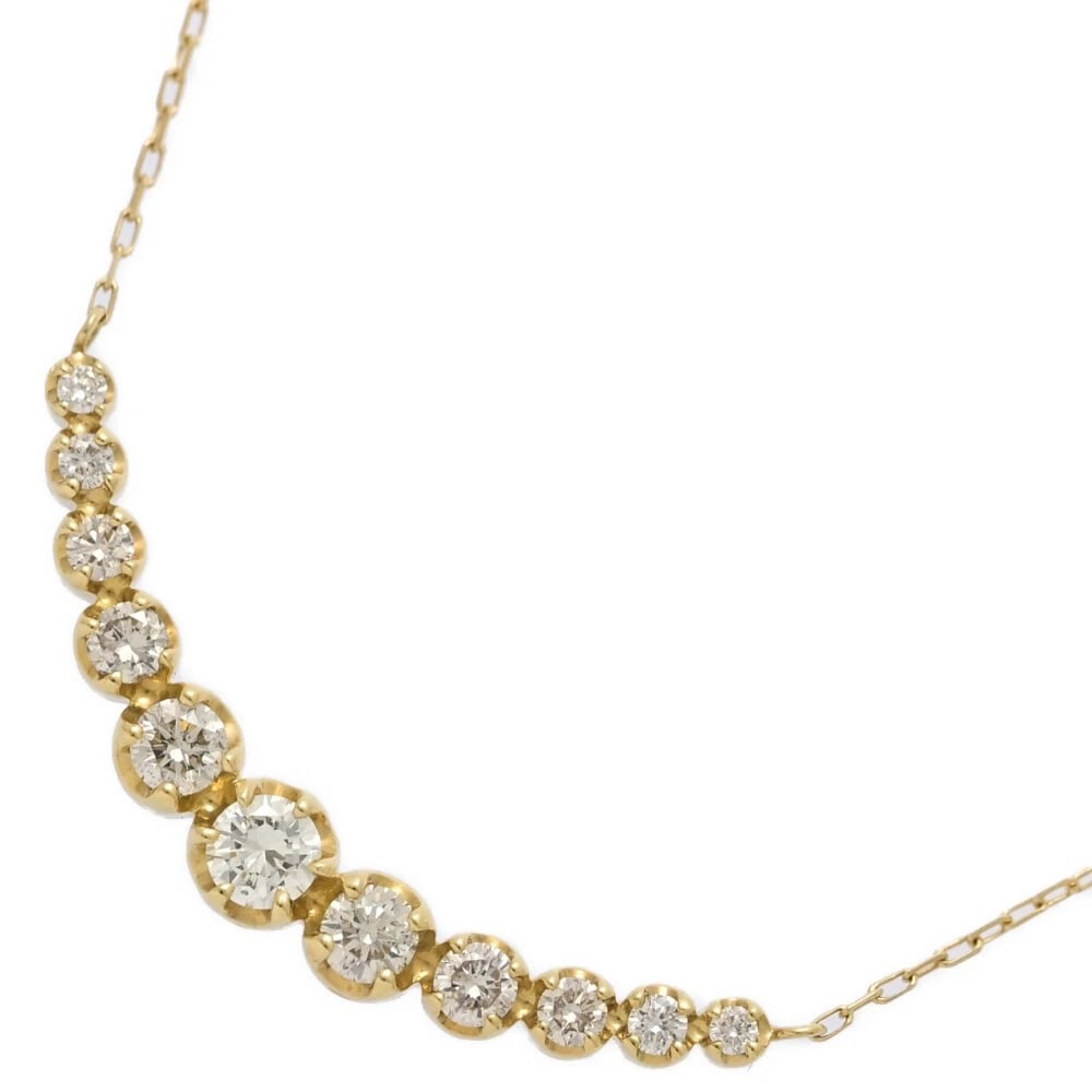 DIAMOND U-SHAPE SMILE NECKLACE: Diamond U-Shape Smile Necklace Brand: Unbranded Type: Necklace Material: K18YG Diamond, Main Stone/Creation Natural Color: Yellow gold Size: Top Size: Height 10.4 mm x Width 30.5 mm x Depth 2.8 mm