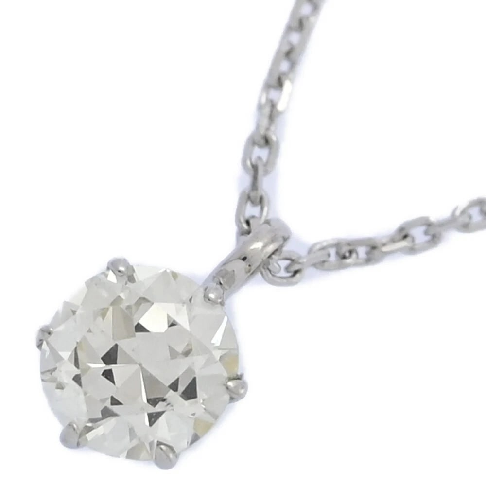 DIAMOND SOLITAIRE NECKLACE K18WG: Diamond Solitaire Necklace K18WG Brand: Bespoke Design Type: Necklace Material: K18WG Diamond, Main Stone/Creation Natural Color: White gold Size: Top size: H7.4 mm × W4.4 mm × D3.2 mm Total length 