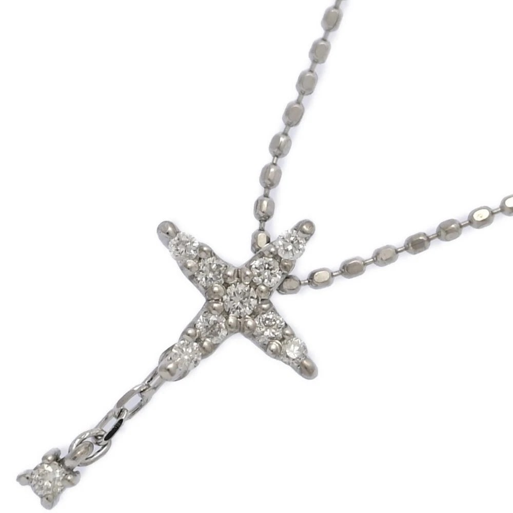 DIAMOND NECKLACE 18K WHITE GOLD: Diamond Necklace 18K White Gold Brand: Bespoke Design Type: Necklace Material: K18WG Diamond, Stone, Main Stone/Creation Natural Color: White Size: Top size: H14.5 mm × W8.1 mm × D2.7 mm Chain lengt