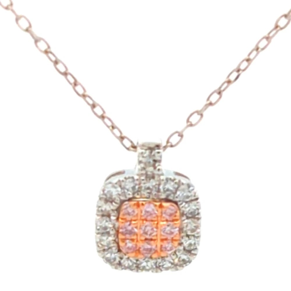 PINK DIAMOND NECKLACE 18K ROSE GOLD: Pink Diamond Necklace 18K Rose Gold Brand: Unbranded Type: Necklace Material: K18/RG x Pt950, Main Stone/Creation Natural Color: Red gold x Platinum Size: Top Dimensions: Height 8.3 mm x Width 6.3 mm 