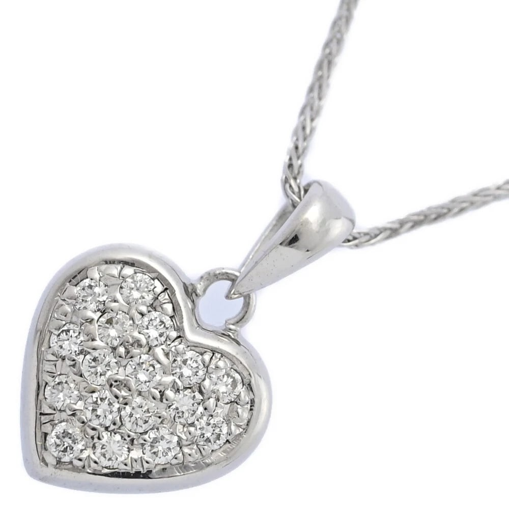 HEART DIAMOND NECKLACE K18WG: Heart Diamond Necklace K18WG Brand: Bespoke Design Type: Necklace Material: K18WG Diamond, Main Stone/Creation Main Stone Diamond Color: White gold Size: Top size: H15.7 mm × W10.5 mm × D4.2 mm Bail