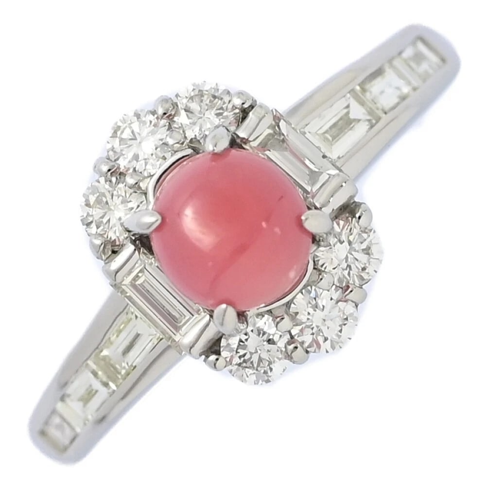 NATURAL CONCH PEARLDIAMOND RING: Natural Conch PearlDiamond Ring Brand: Bespoke Design Type: Ring Material: Pt900 Conc Natural Pearl Diamond, Main Stone/Creation Main Stone Pearl (Pearl) Color: Platinum Size: US :7 Accessories: N