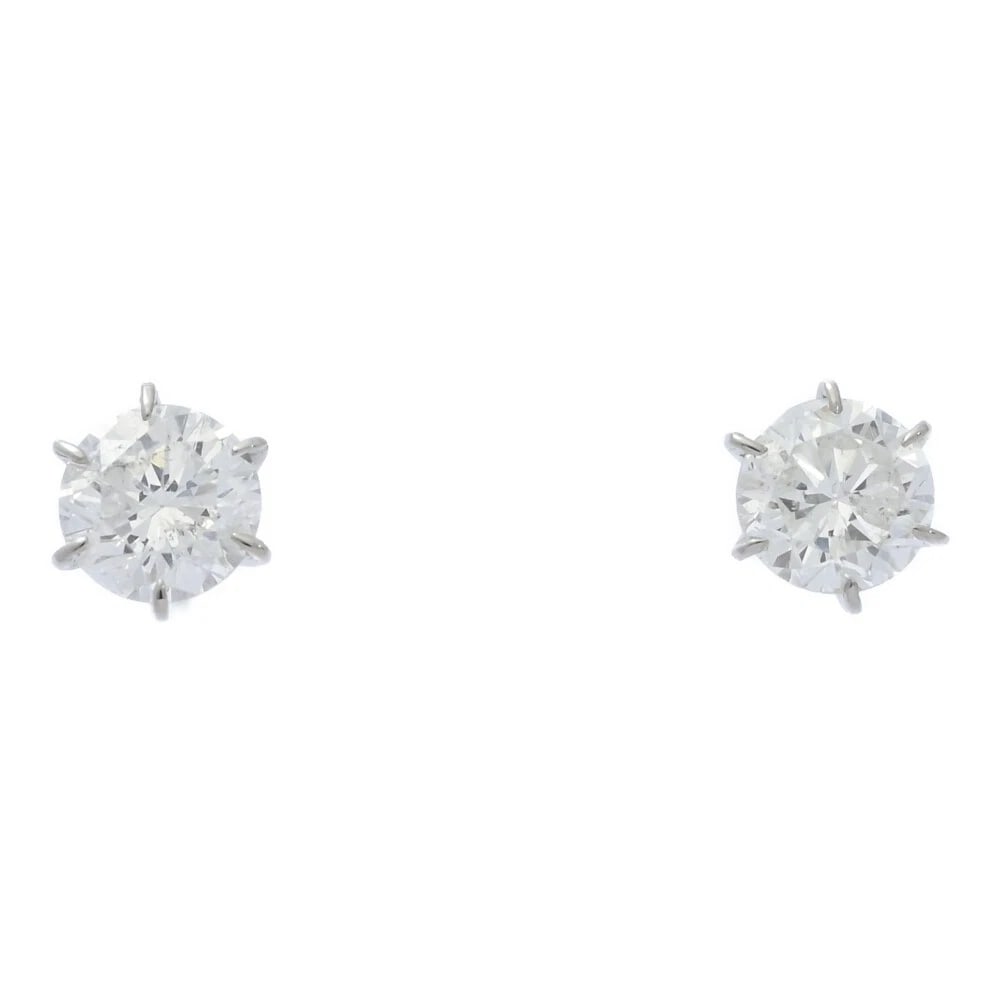 TOTAL DIAMOND PAIR STUD EARRINGS: Total Diamond Pair Stud Earrings Brand: 116 Type: earring Material: Pt900 Diamond, Main Stone/Creation Main Stone Diamond Color: Platinum Size: Motif: H5.6 mm × W5.1 mm × D3.5 mm Post length: 10.5