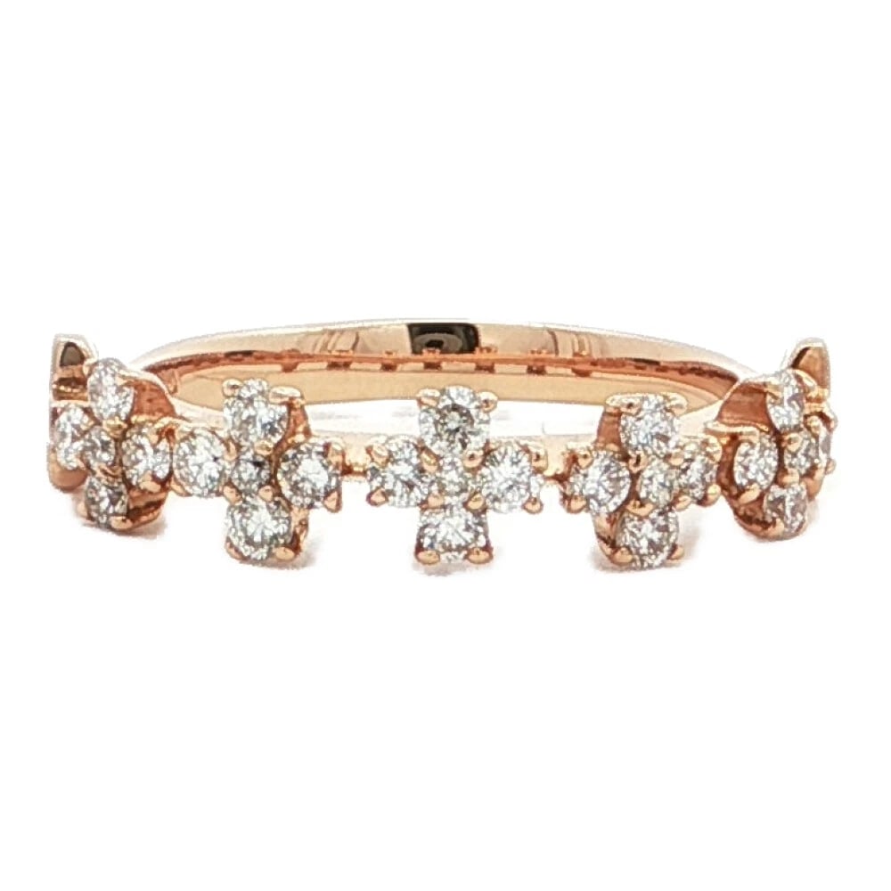 DIAMOND FLOWER RING 18K PINK GOLD 750 (1 of 2)