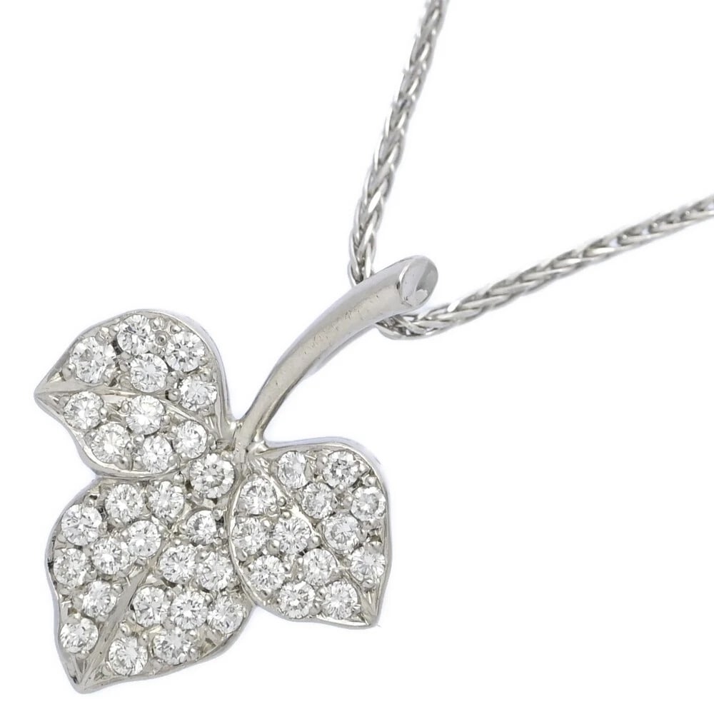 DIAMOND LEAF MAPLE NECKLACE: Diamond Leaf Maple Necklace Brand: Bespoke Design Type: Necklace Material: Pt900-Pt850 Diamond, Main Stone/Creation Natural Color: Platinum Size: Top dimensions: H20.7 mm × W15.3 mm × D4.6 mm Bail i