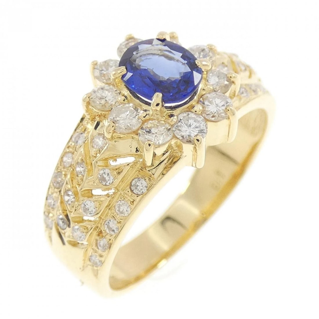 K18YG SAPPHIRE RING: K18YG Sapphire Ring Brand: Unbranded Type: Sapphire Ring Material: 18K Yellow Gold, Main Stone/Creation Sapphire Secondary Stone Diamond Color: Yellow Gold Size: US 6 Accessories: None Accessories