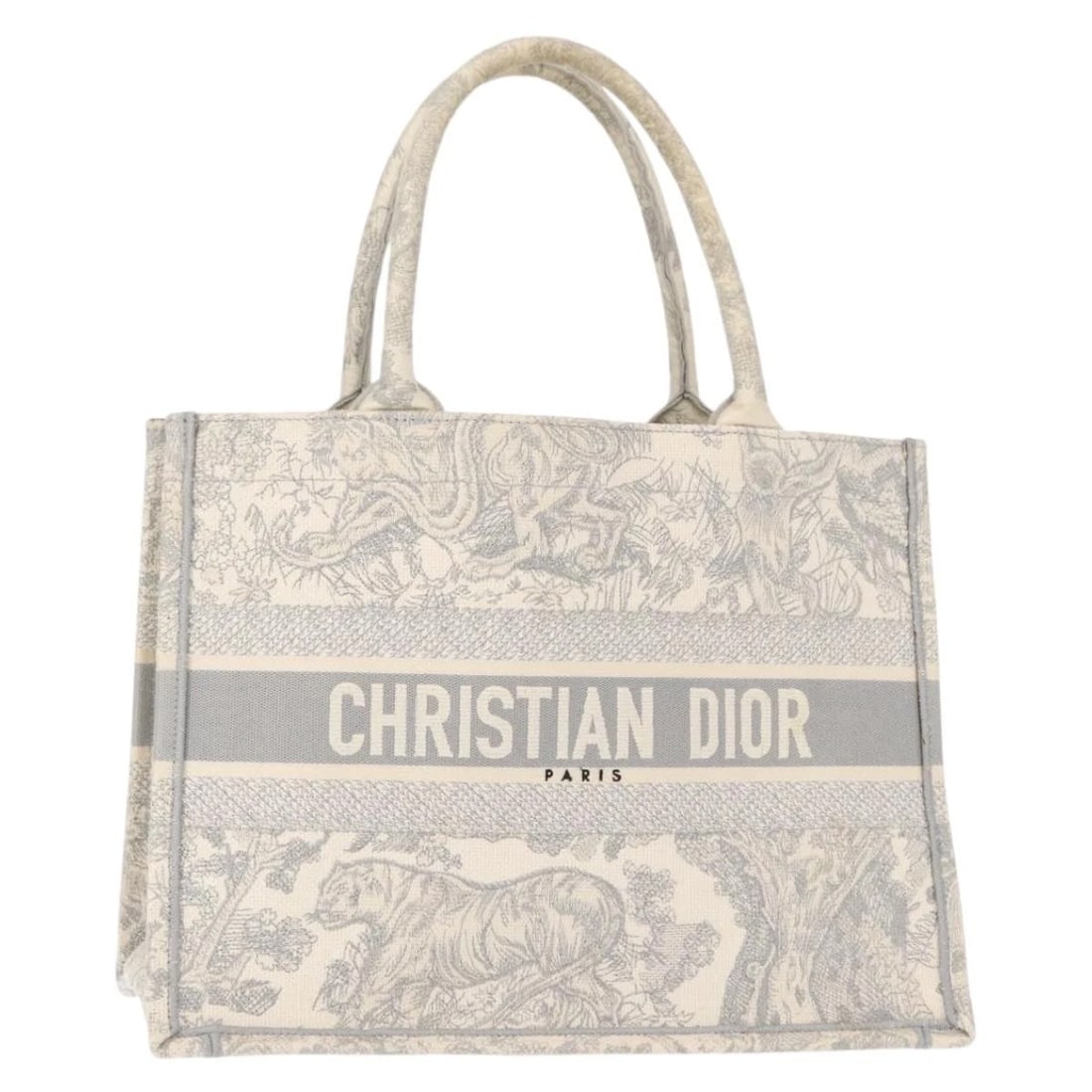 CHRISTIAN DIOR TOILE DE JOUY BOOK TOTE HAND BAG: Christian Dior Toile De Jouy Book Tote Hand Bag Brand: Christian Dior Type: Hand Bag Material: Canvas Color: Gray Size: W14.2 x H10.6 x D6.3inch(Approx) Accessories: None Accessories Notic