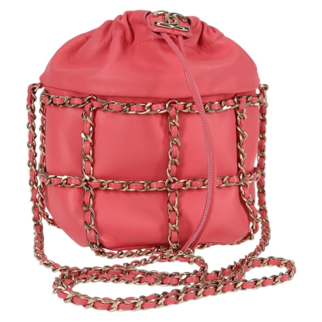 CHANEL CHAIN SHOULDER BAG LAMB SKIN PINK GOLD (1 of 6)