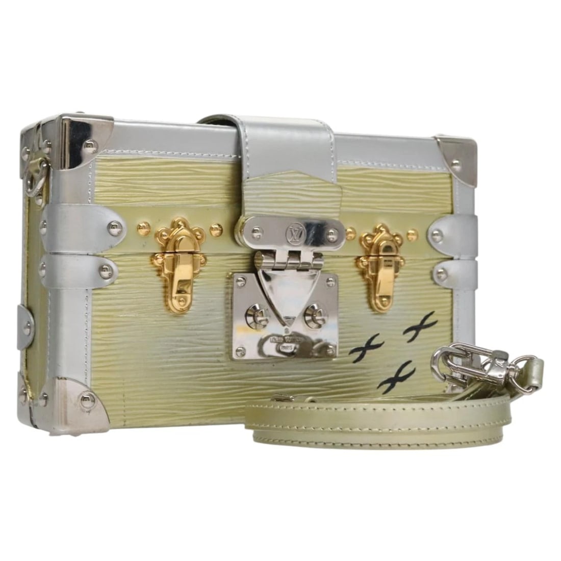 LOUIS VUITTON EPI METALLIC PETITE MAR BAG: LOUIS VUITTON Epi Metallic Petite Mar Bag Brand: LOUIS VUITTON Type: Shoulder Bag Material: Epi Leather Color: Silver/Gold Size: W4.7 x H7.3 x D2.0inch(Approx) Accessories: None Accessorie