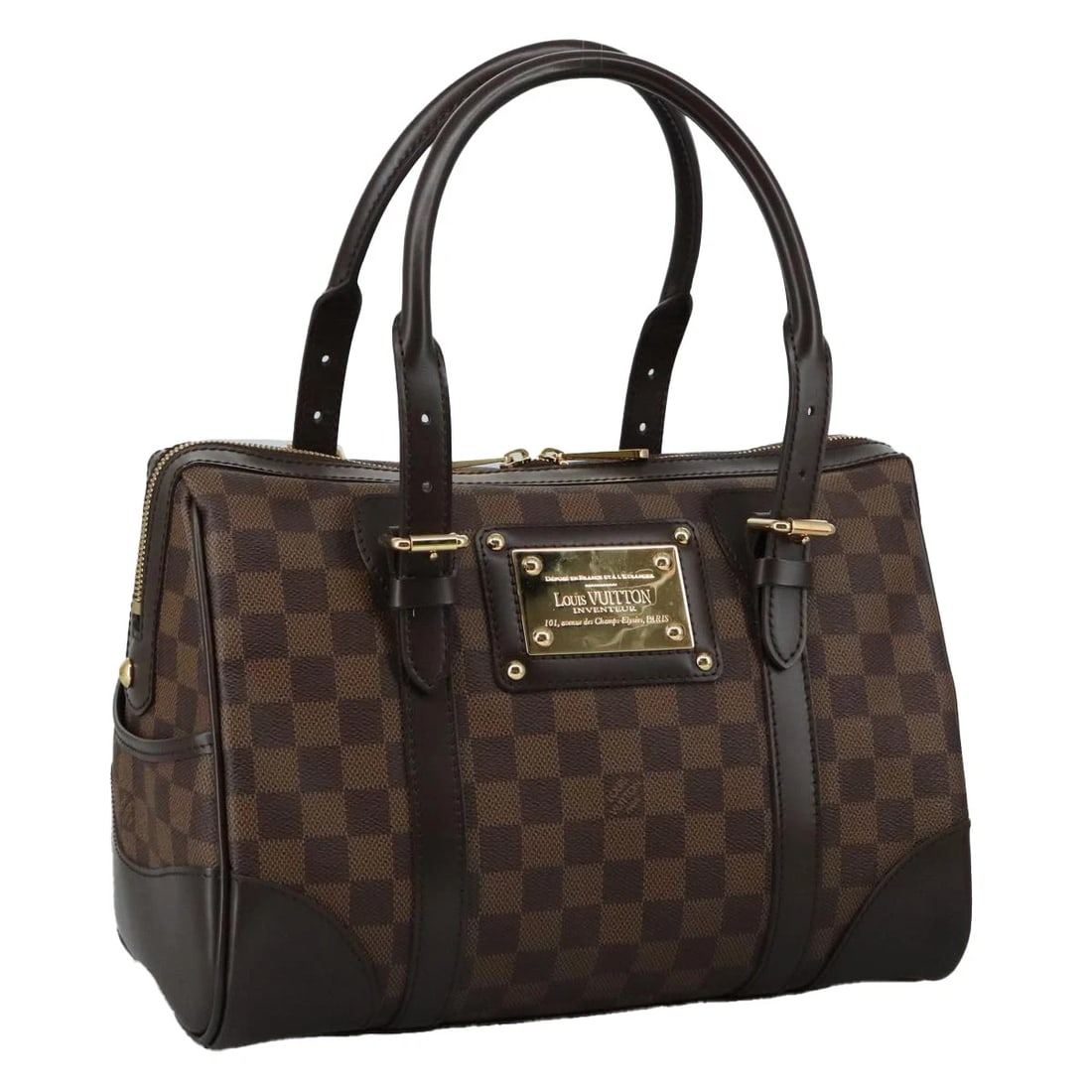 LOUIS VUITTON DAMIER EBENE BERKELEY HAND BAG: LOUIS VUITTON Damier Ebene Berkeley Hand Bag Brand: LOUIS VUITTON Type: Hand Bag Material: Damier Ebene Canvas Color: Damie Ebene Size: W12.2 x H8.7 x D8.3inch(Approx) Accessories: None Ac