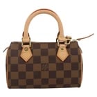 LOUIS VUITTON DAMIER EBENE MINI SPEEDY HAND BAG: LOUIS VUITTON Damier Ebene Mini Speedy Hand Bag Brand: LOUIS VUITTON Type: Hand Bag Material: Damier Ebene Canvas Color: Damie Ebene Size: W6.3 x H4.3 x D2.8inch(Approx) Accessories: None