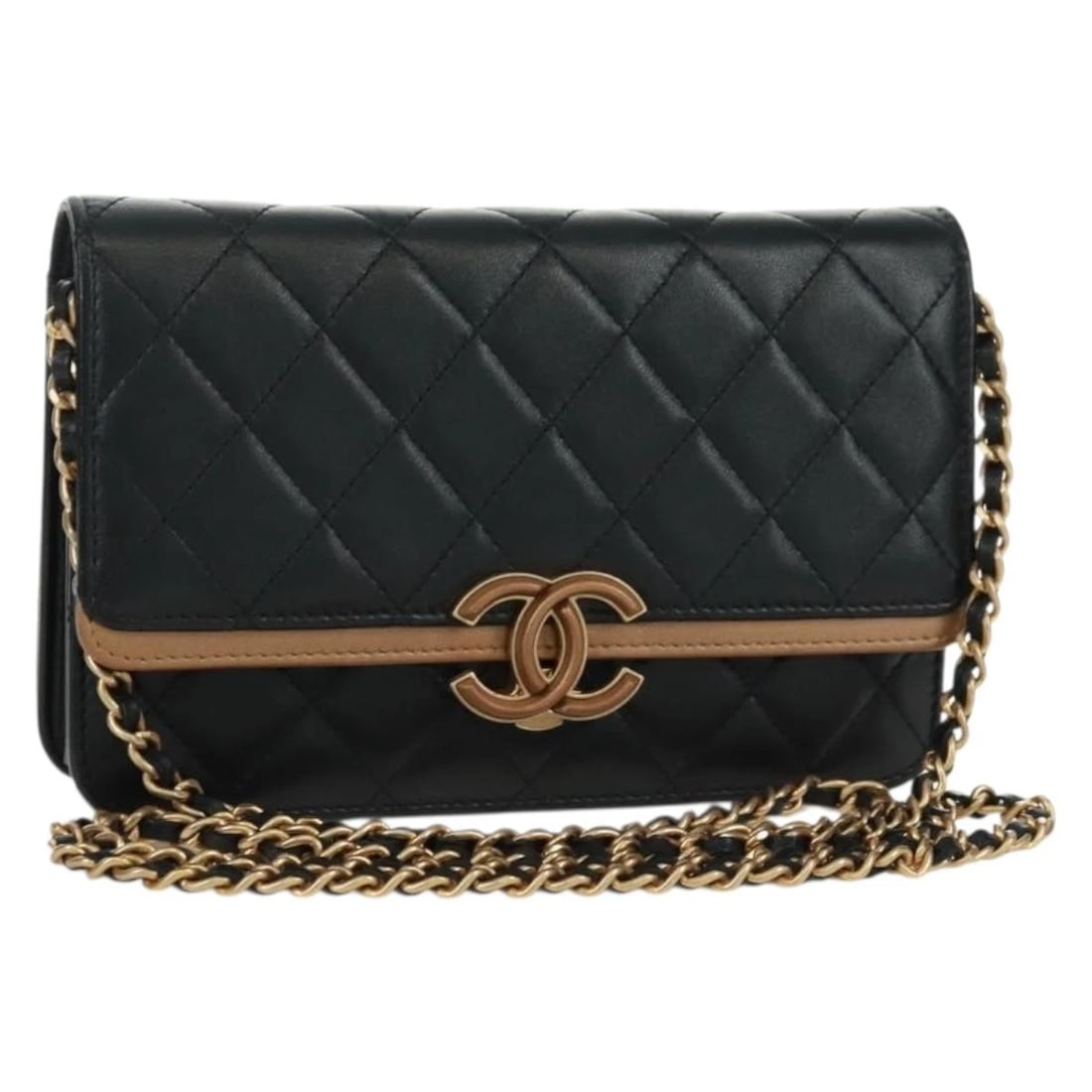 CHANEL MATELASSE CHAIN WALLET LAMB SKIN: CHANEL Matelasse Chain Wallet Lamb Skin Brand: CHANEL Type: Shoulder Bag Material: Lamb Skin Color: Black Size: W7.5 x H3.9 x D1.6inch(Approx) Accessories: None Accessories Notice: When pu