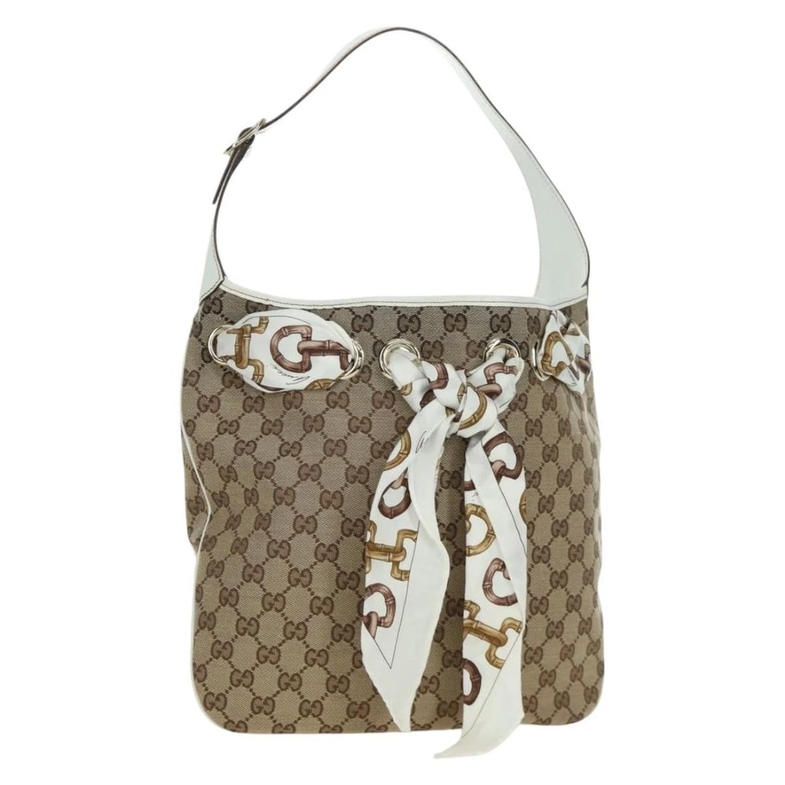 GUCCI GG CANVAS SHOULDER BAG BEIGE GOLD: GUCCI GG Canvas Shoulder Bag Beige Gold Brand: GUCCI Type: Shoulder Bag Material: GG Canvas Color: Beige/Gold Size: W13.8 x H11.4inch(Approx) Accessories: None Accessories Notice: When pur