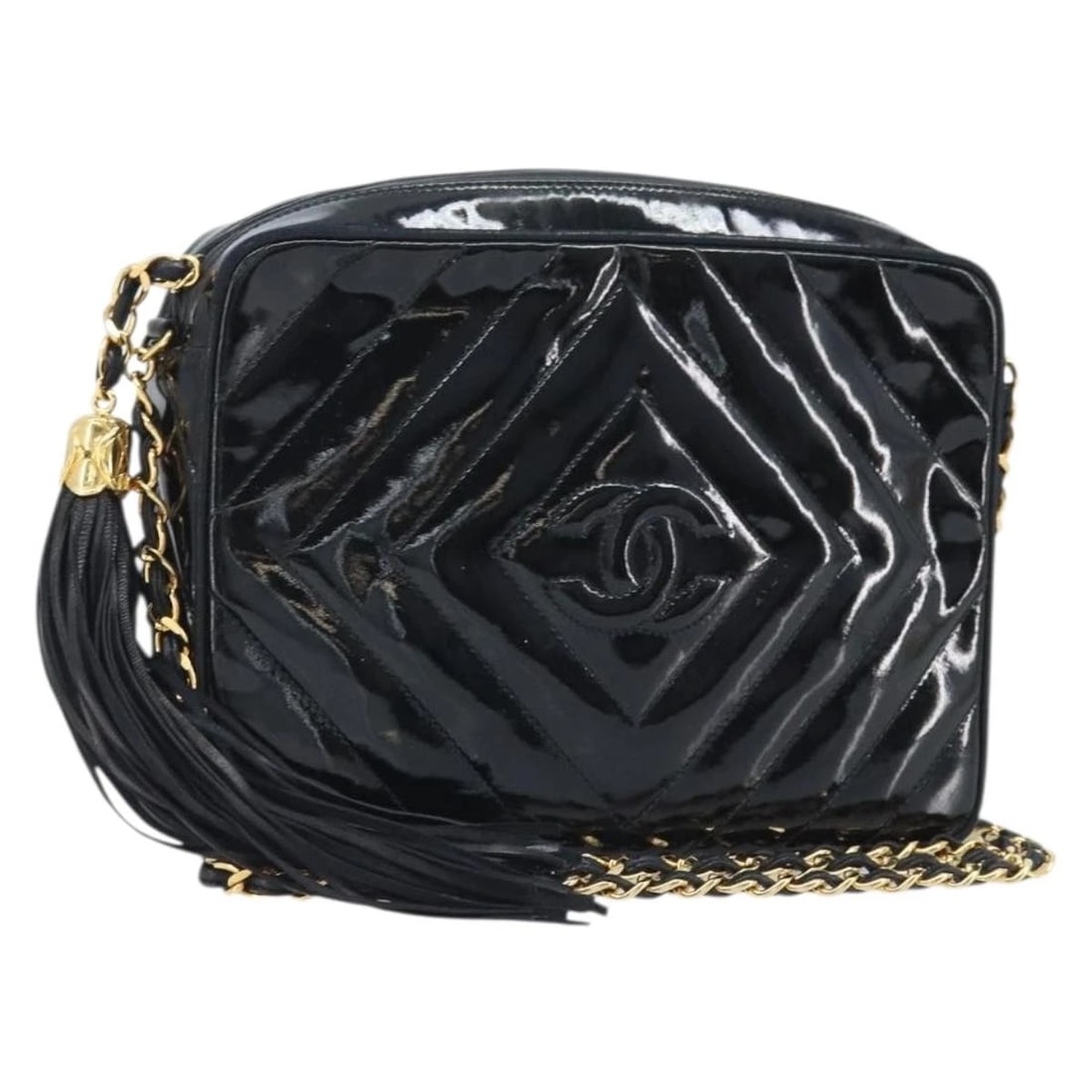 CHANEL COCO MARK CHAIN SHOULDER BAG PATENT LEATHER BLACK: CHANEL COCO Mark Chain Shoulder Bag Patent leather Black Brand: CHANEL Type: Shoulder Bag Material: Patent Leather Color: Black/Gold Size: W9.1 x H6.3 x D2.0inch(Approx) Accessories: None