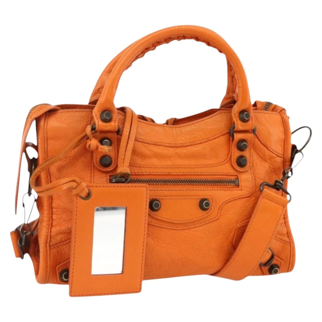 BALENCIAGA LUCITY HAND BAG LEATHER 2WAY ORANGE: BALENCIAGA LuCity Hand Bag Leather 2way Orange Brand: BALENCIAGA Type: Hand Bag Material: Leather Color: Orange Size: W9.4 x H5.5 x D2.8inch(Approx) Accessories: None Accessories Notice: W