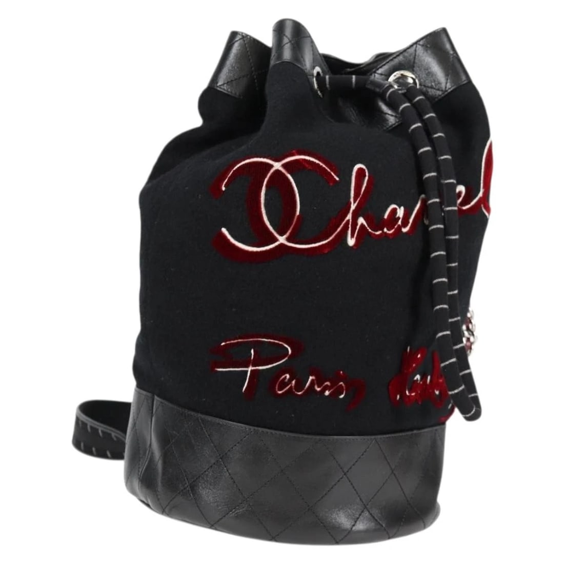 CHANEL BICOLORE SHOULDER BAG WOOL LEATHER BLACK: CHANEL Bicolore Shoulder Bag Wool Leather Black Brand: CHANEL Type: Shoulder Bag Material: Wool Color: Black Size: W9.4 x H15.7 x D8.7inch(Approx) Accessories: None Accessories Notice: Whe