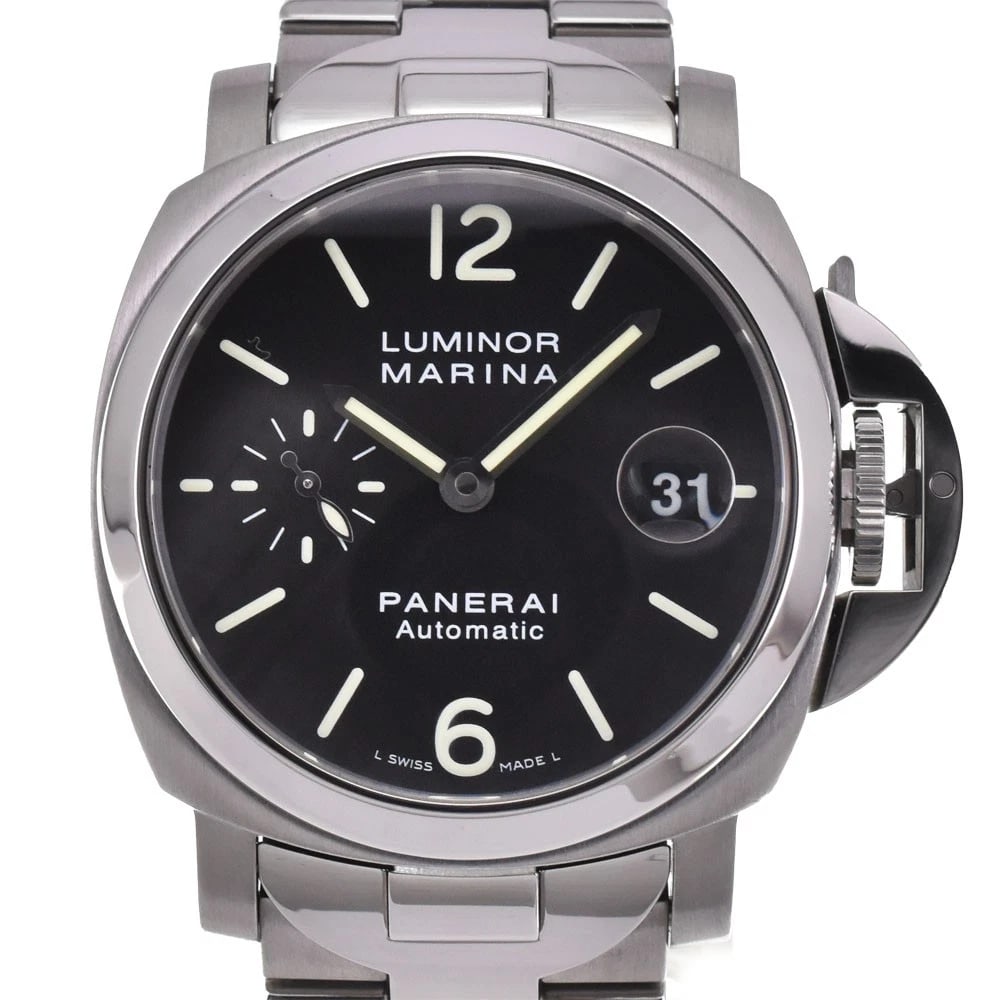 PANERAI LUMINOR MARINA DATE AUTOMATIC WATCH: PANERAI Luminor Marina date Automatic Watch Brand: PANERAI Type: Wristwatch Material: Case Material Stainless Steel, Band Material Stainless Steel Color: Case Color Silver, Dial Color black, Band
