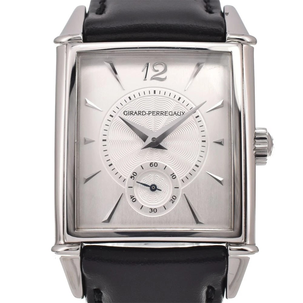 GIRARD PERREGAUX AUTOMATIC WATCH: GIRARD PERREGAUX Automatic Watch Brand: GIRARD-PERREGAUX Type: Wristwatch Material: Case Material Stainless Steel, Band Material leather Color: Case Color Silver, Dial Color Silver, Band color black S