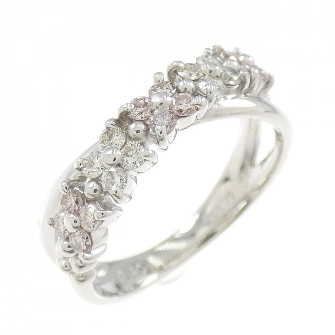 K18WG FLOWER DIAMOND RING: K18WG Flower Diamond Ring Brand: Unbranded Type: Diamond Ring Material: 18k White Gold, Main Stone/Creation natural Color: White Gold Size: US 5 1/4 Accessories: None Accessories Notice: W