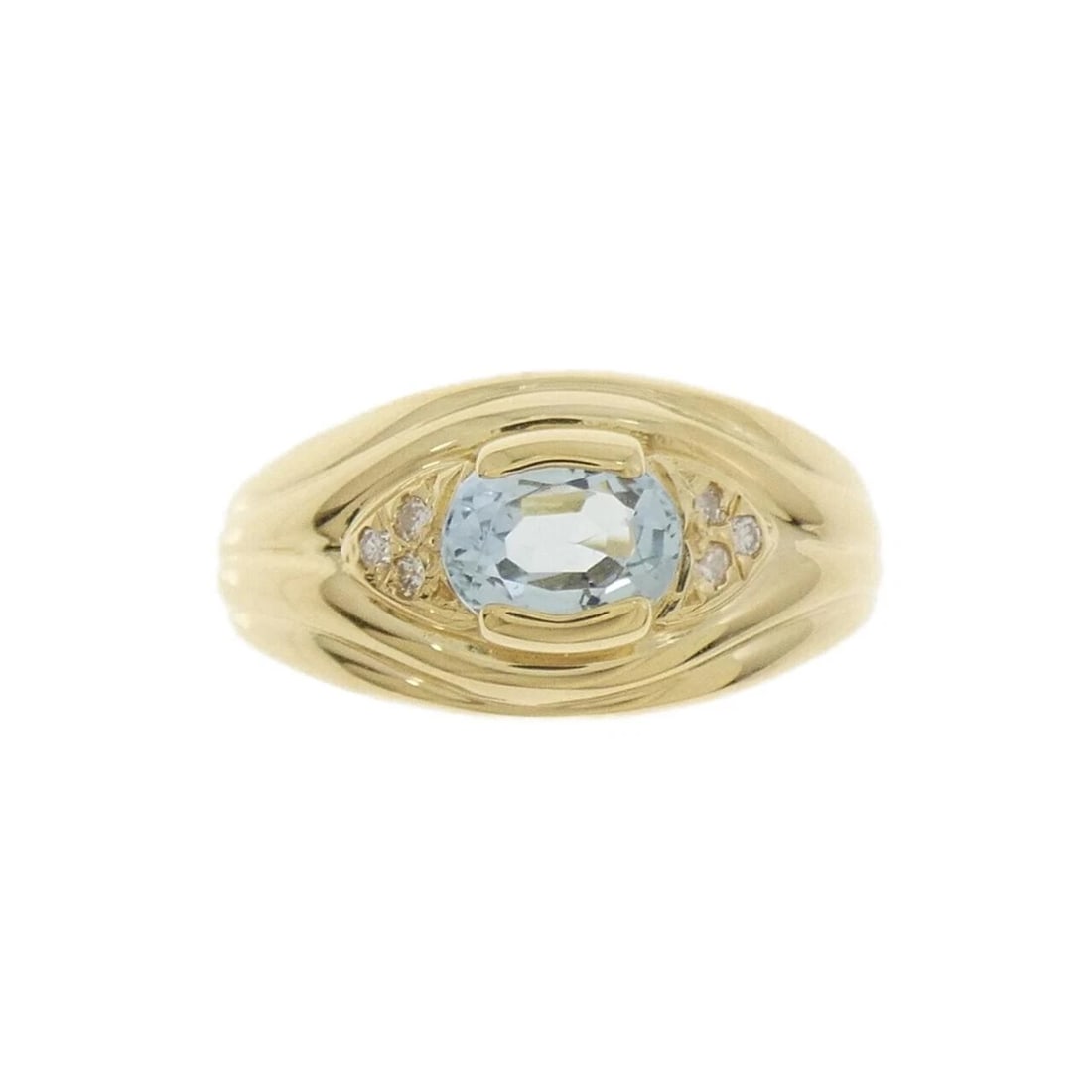 K18YG AQUAMARINE RING: K18YG Aquamarine Ring Brand: Unbranded Type: Ring Material: 18K Yellow Gold, Main Stone/Creation Aquamarine Secondary Stone Diamond Color: Yellow Gold Size: US 5 3/4 Accessories: None Accessories