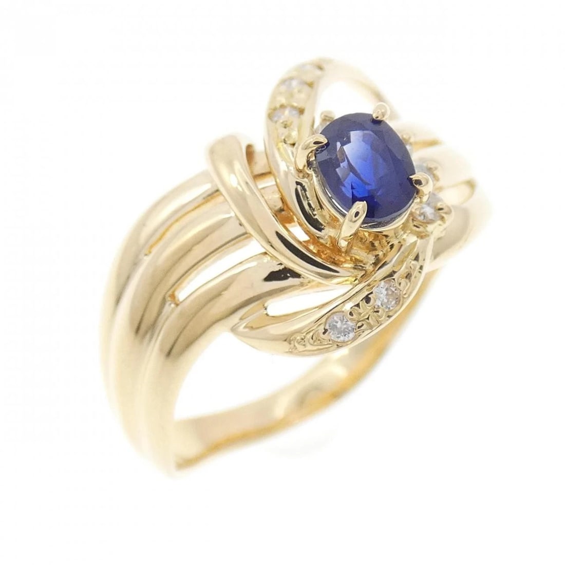 K18YG SAPPHIRE RING: K18YG Sapphire Ring Brand: Unbranded Type: Sapphire Ring Material: 18K Yellow Gold, Main Stone/Creation Sapphire Secondary Stone Diamond Color: Yellow Gold Size: US 6 Accessories: None Accessories