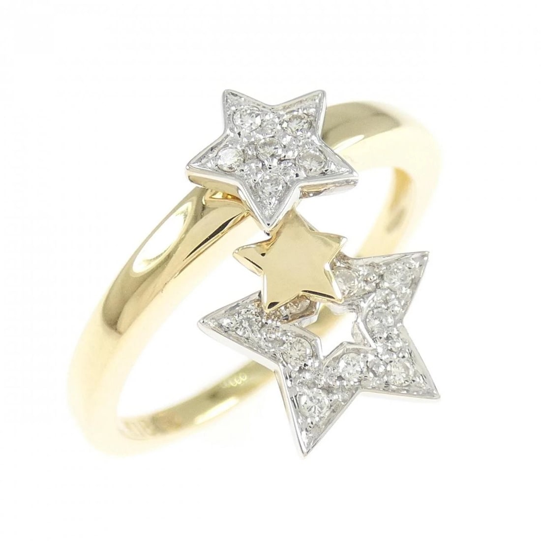 K18YG/K18WG STAR DIAMOND RING: K18YG/K18WG Star Diamond Ring Brand: Unbranded Type: Diamond Ring Material: 18K Yellow Gold/18k White Gold, Main Stone/Creation Natural Color: Yellow Gold White Gold Size: US 5 3/4 Accessories: None