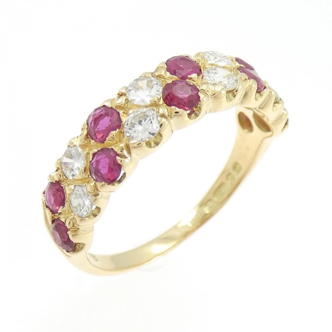 750YG RUBY RING: 750YG Ruby Ring Brand: Unbranded Type: Ruby Ring Material: 750 Yellow Gold, Main Stone/Creation RubySecondary Stone Diamond Color: Yellow Gold Size: US 7 Accessories: None Accessories Notice: When