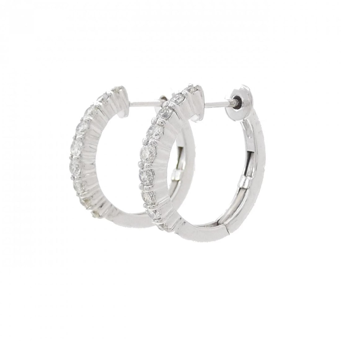 K18WG HOOP DIAMOND PIERCE: K18WG Hoop Diamond Pierce Brand: Unbranded Type: Diamond Pierce/Earring Material: 18k White Gold, Main Stone/Creation Natural Color: White Gold Size: Actual Size Approx. height x width: 17.3mm x