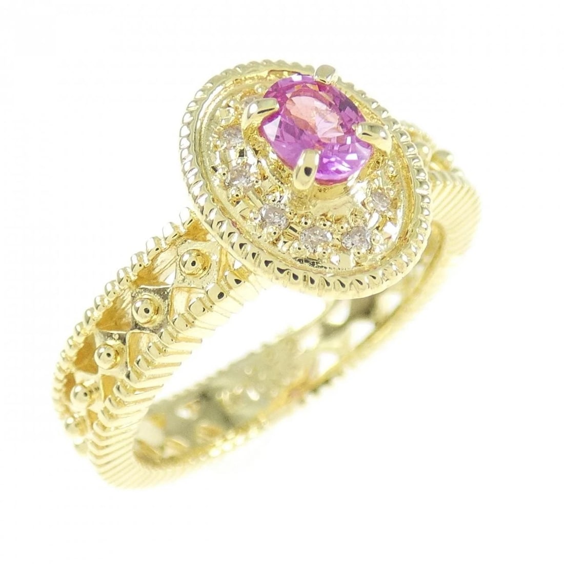 K18YG SAPPHIRE RING: K18YG Sapphire Ring Brand: Unbranded Type: Sapphire Ring Material: 18K Yellow Gold, Main Stone/Creation Sapphire Secondary Stone Diamond Color: Yellow Gold Size: US 4 Accessories: None Accessories