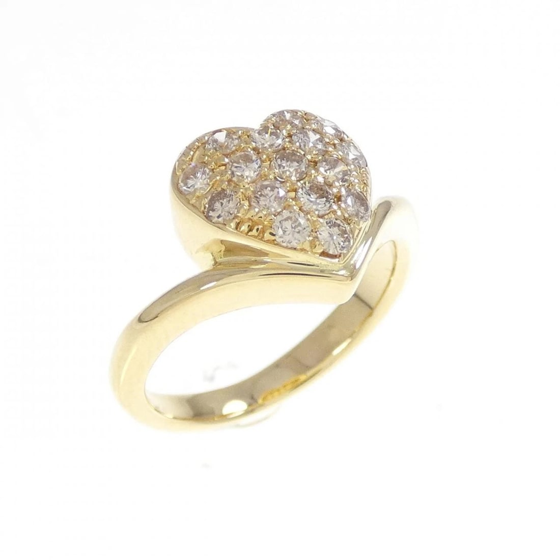K18YG HEART DIAMOND PINKY RING: K18YG Heart Diamond Pinky Ring Brand: Unbranded Type: Diamond Ring Material: 18K Yellow Gold, Main Stone/Creation Natural Color: Yellow Gold Size: US 2 Accessories: None Accessories Notice: When