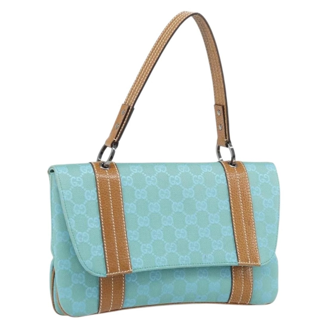 GUCCI GG CANVAS HAND BAG SILVER LIGHT BLUE: GUCCI GG Canvas Hand Bag Silver Light Blue Brand: GUCCI Type: Hand Bag Material: Canvas/GG Canvas Color: Silver/Light Blue Size: W11.4 x H6.7 x D0.8inch(Approx) Accessories: None Accessori