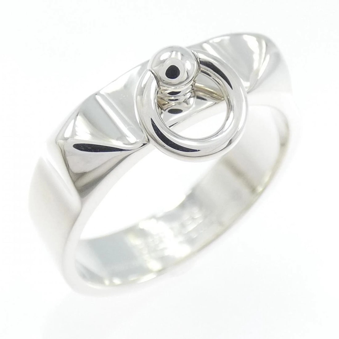 HERMES COLLIER DE CHIEN RING: Hermes Collier de Chien Ring Brand: HERMES Type: Ring Material: 925Silver, Color: Silver Size: US 6 1/2(53) Accessories: None Accessories Notice: When purchasing pre-owned goods, please refer to the