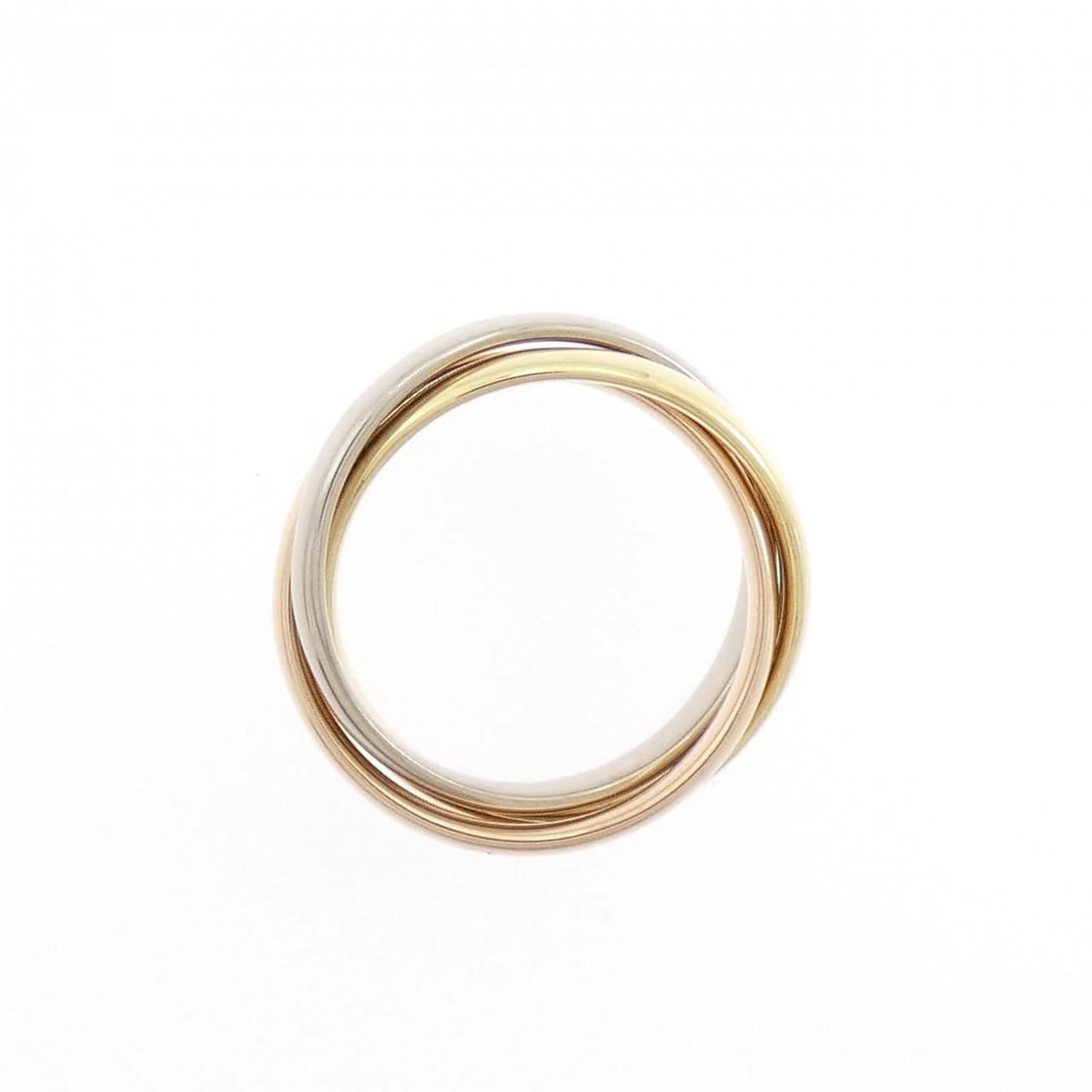 CARTIER TRINITY SMALL RING: Cartier Trinity small ring Brand: CARTIER Type: Ring Material: 750 Yellow Gold/750 White Gold/750 Pink Gold, Color: White GoldYellow Gold pink Gold Size: US 3 1/4(45) Accessories: None Accessories